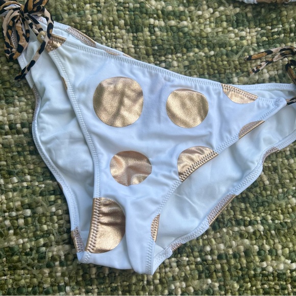 VS White and Gold Metallic Polka Dot String Bikini - Picture 6 of 15